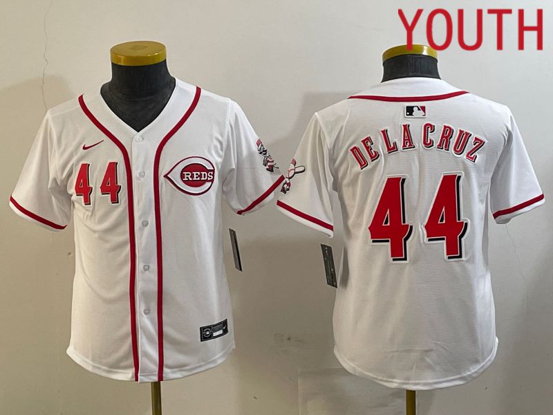 Youth Cincinnati Reds #44 Delacruz White Game 2024 Nike MLB Jersey style 1->youth mlb jersey->Youth Jersey